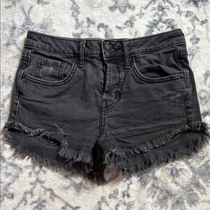 Forever 21 Women's Black Distressed Mid-Rise Denim Shorts 24